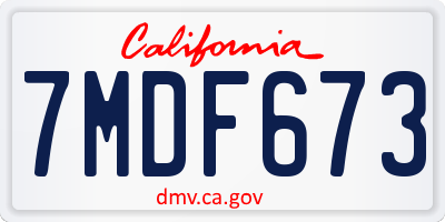 CA license plate 7MDF673
