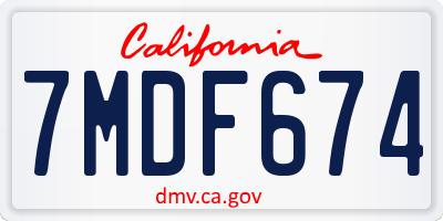 CA license plate 7MDF674