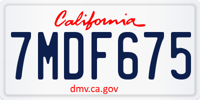 CA license plate 7MDF675