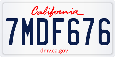 CA license plate 7MDF676