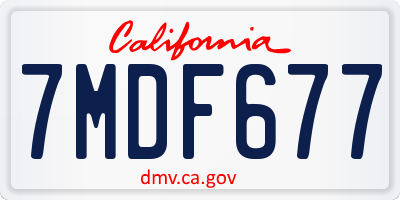 CA license plate 7MDF677