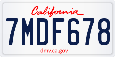 CA license plate 7MDF678