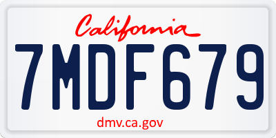 CA license plate 7MDF679