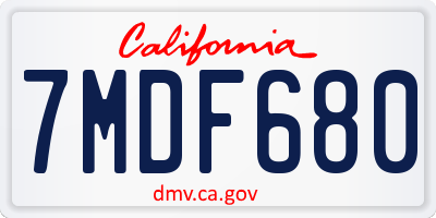 CA license plate 7MDF680
