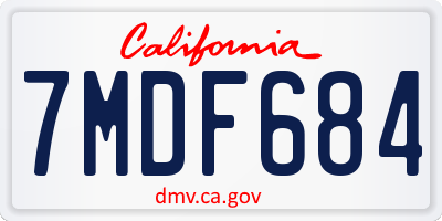 CA license plate 7MDF684
