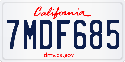 CA license plate 7MDF685