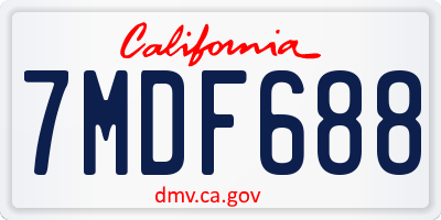 CA license plate 7MDF688
