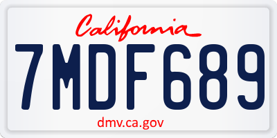 CA license plate 7MDF689