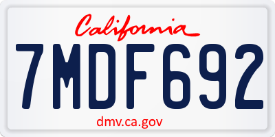 CA license plate 7MDF692