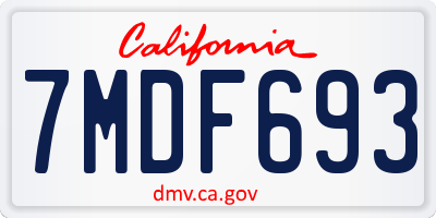 CA license plate 7MDF693