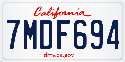 CA license plate 7MDF694