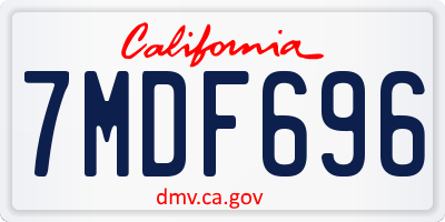 CA license plate 7MDF696