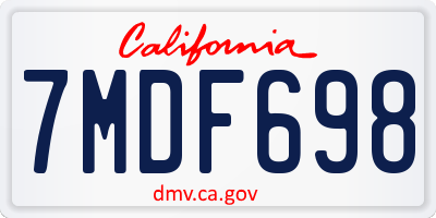 CA license plate 7MDF698