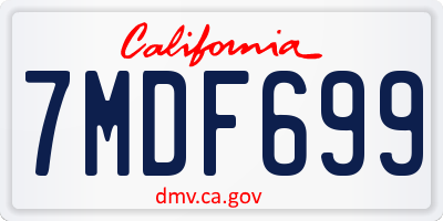 CA license plate 7MDF699