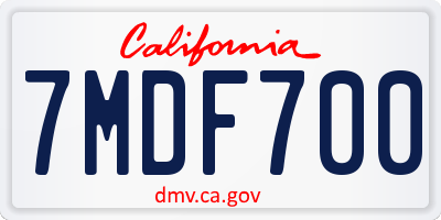 CA license plate 7MDF700