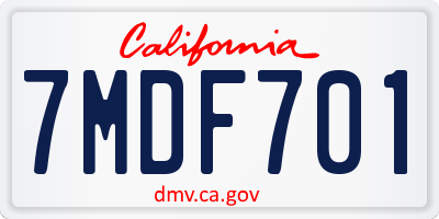 CA license plate 7MDF701