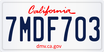 CA license plate 7MDF703