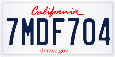 CA license plate 7MDF704