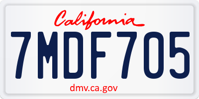 CA license plate 7MDF705