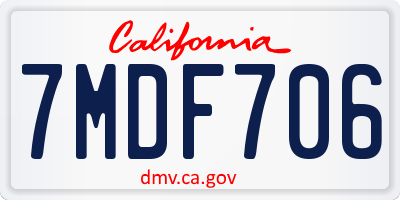 CA license plate 7MDF706