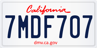 CA license plate 7MDF707