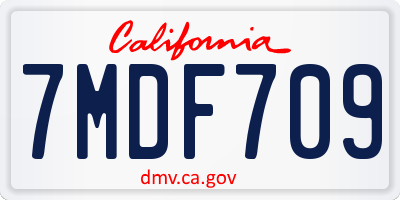 CA license plate 7MDF709