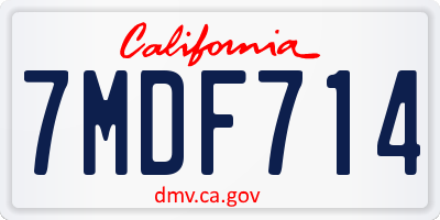 CA license plate 7MDF714