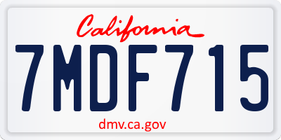 CA license plate 7MDF715