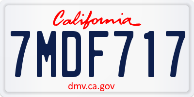CA license plate 7MDF717