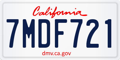 CA license plate 7MDF721