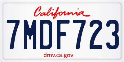 CA license plate 7MDF723