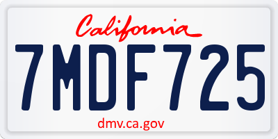 CA license plate 7MDF725