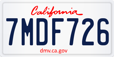 CA license plate 7MDF726