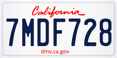 CA license plate 7MDF728