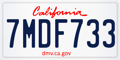 CA license plate 7MDF733