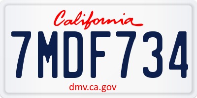 CA license plate 7MDF734