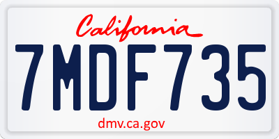 CA license plate 7MDF735