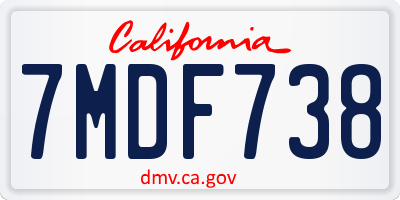 CA license plate 7MDF738