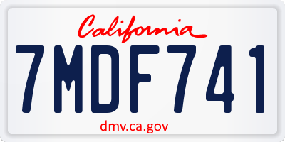 CA license plate 7MDF741