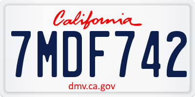 CA license plate 7MDF742