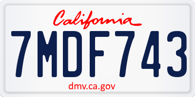 CA license plate 7MDF743
