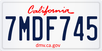 CA license plate 7MDF745