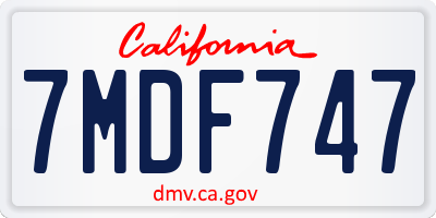 CA license plate 7MDF747