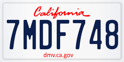 CA license plate 7MDF748