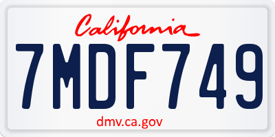 CA license plate 7MDF749