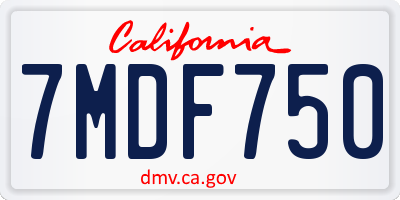 CA license plate 7MDF750