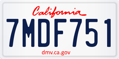 CA license plate 7MDF751