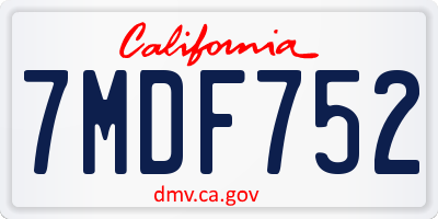CA license plate 7MDF752