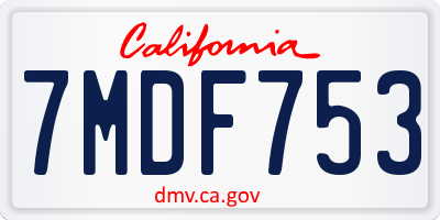 CA license plate 7MDF753