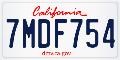 CA license plate 7MDF754
